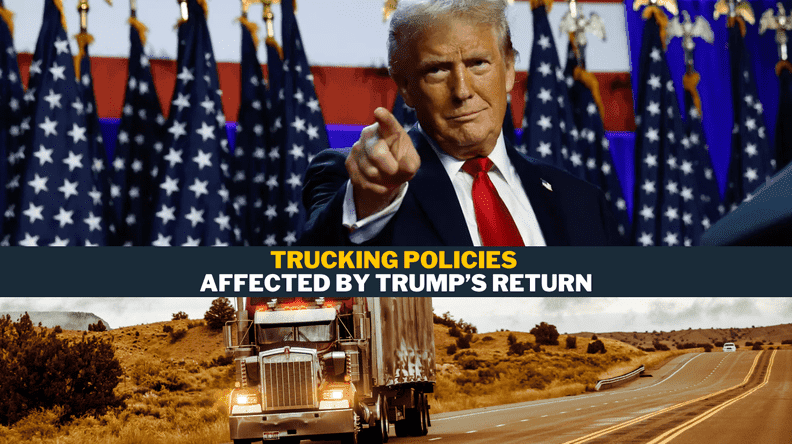 Truck drivers navigating policy changes, including hours, emissions, and tariffs, under potential Trump presidency.